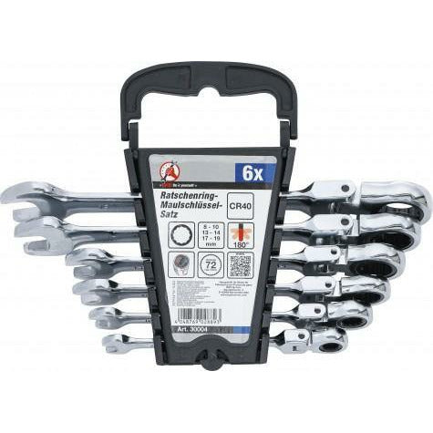 Ratschenring-Maulschlüssel-Satz | flexible Köpfe | SW 8 - 19 mm | 6-tlg. - KTStechnixx