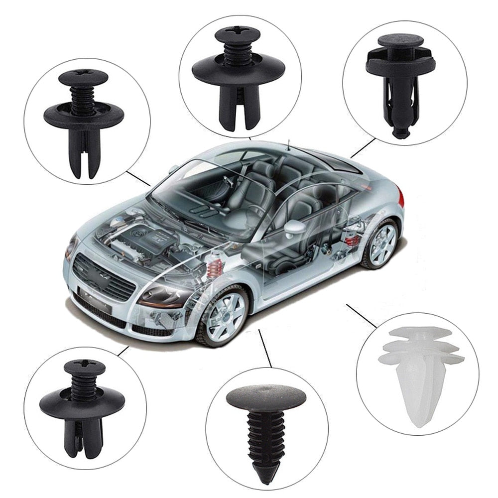 100pcs Mixed Auto Fastener Clip Car Body Push Retainer Pin Rivet Bumper Door Trim Panel Retainer Fastener Kit  Car Accessories - KTStechnixx