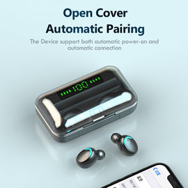 TWS F9 Bluetooth Kopfhörer V5.0 Stereo Wireless Headset Sport Wasserdichte Kopfhörer Mini Touch Control Headset - KTStechnixx