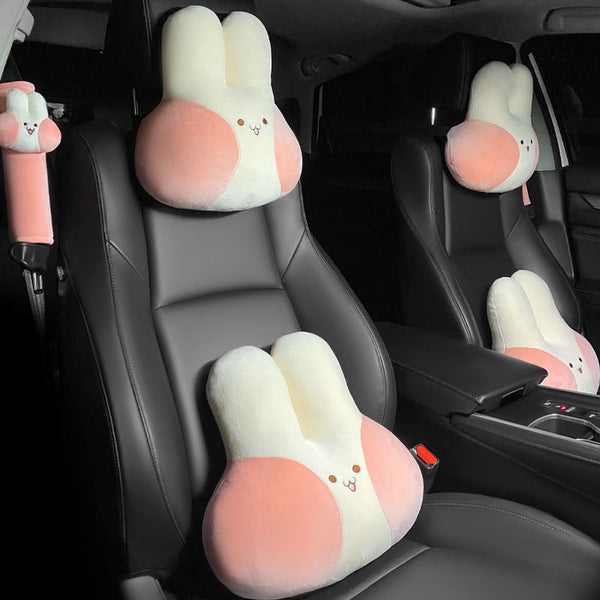 Nette Cartoon Rot Bowknot Auto Hals Kissen Universal Auto Sitz Kopfstütze  Taille Unterstützung Seatbelt Abdeckung Auto